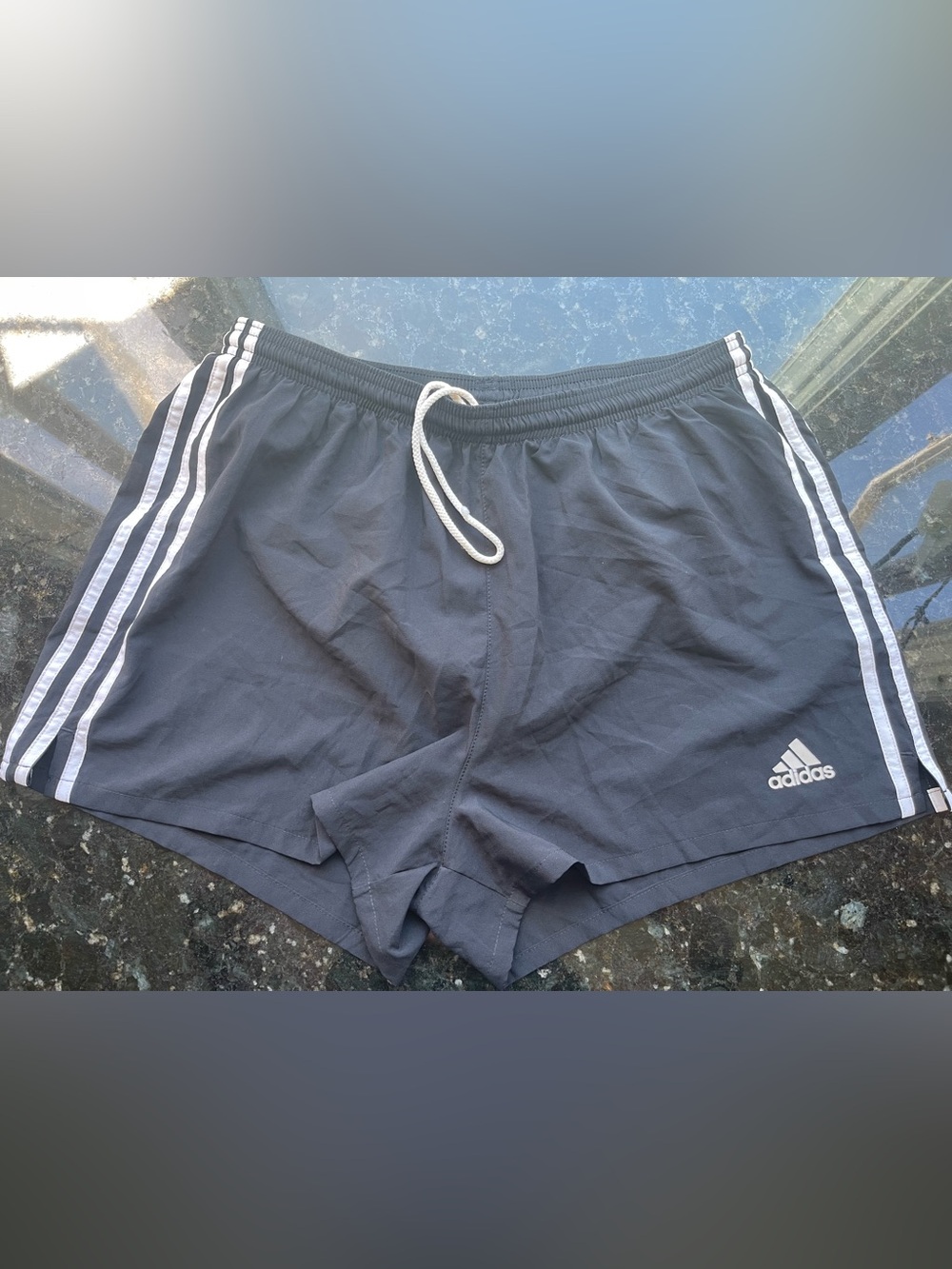 adidas Men’s Black Athletic Shorts with White Side Stripes